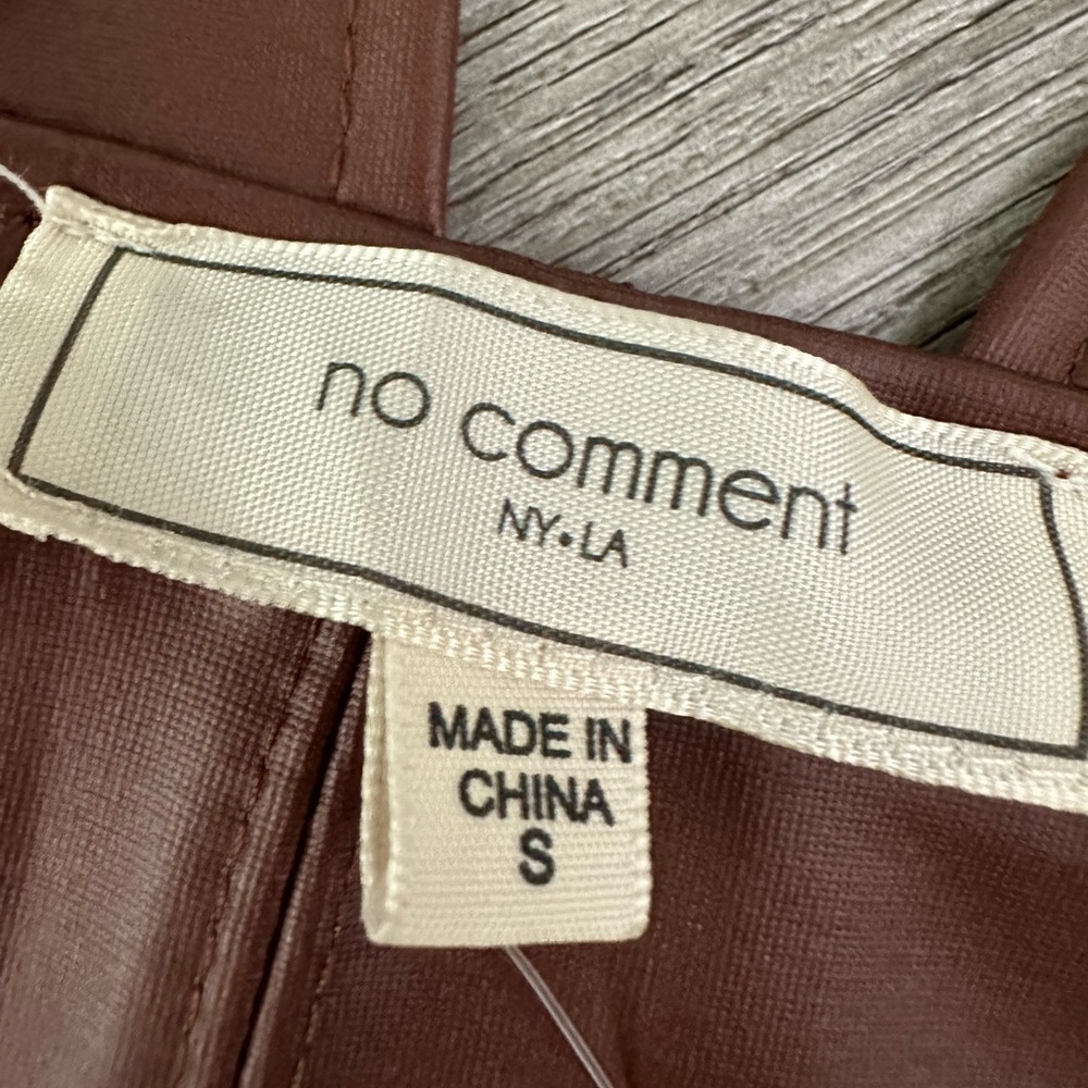 No comment| Chocolate Brown Leather Like Overall Mini Dress - Picture 6 of 6